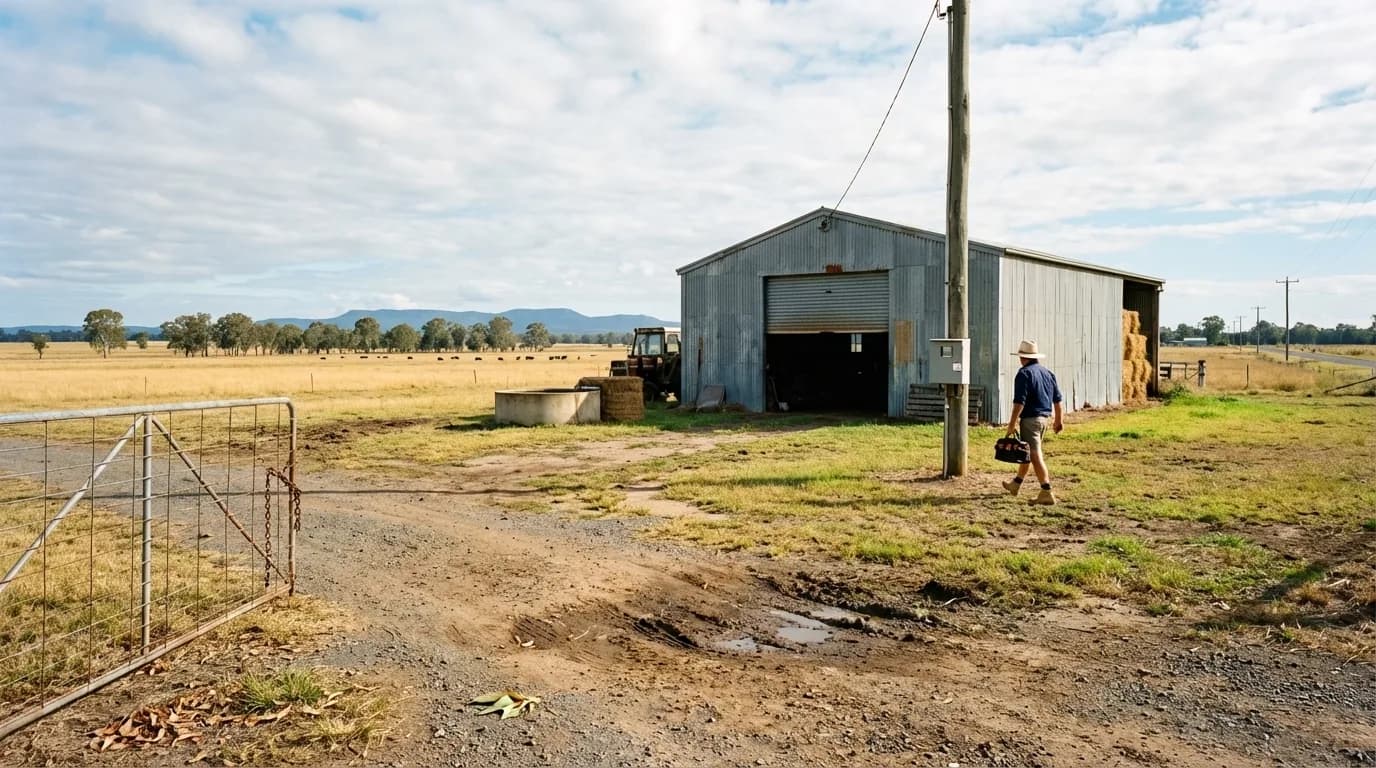 Glenn at a rural property on the Darling Downs