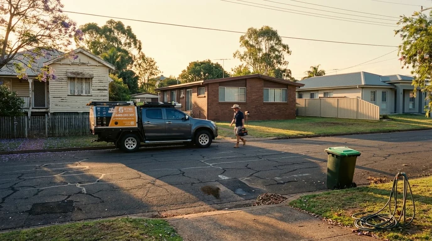Glenn's G-TEC Electrical ute at golden hour in Toowoomba