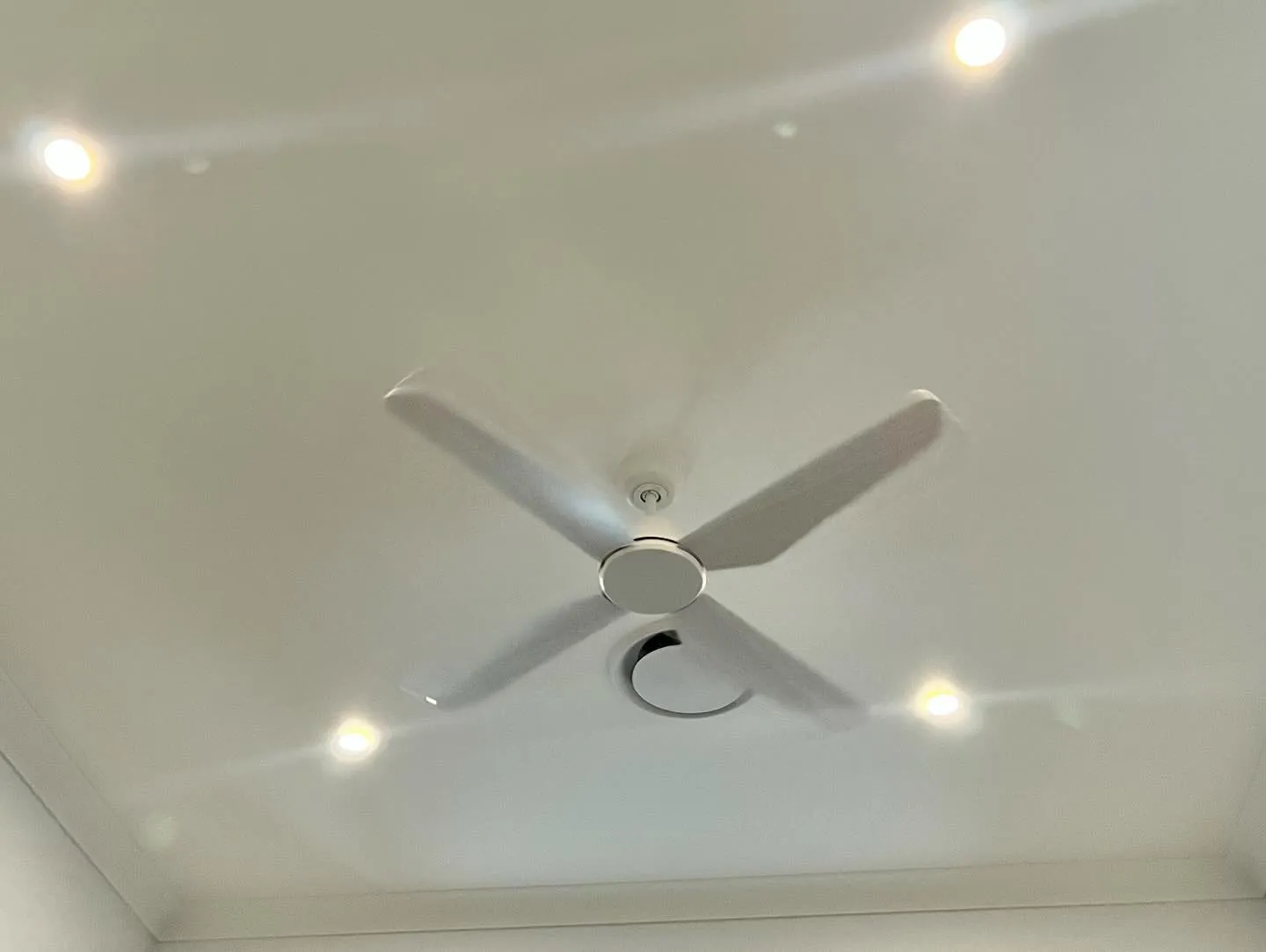 Ceiling fan and LED downlights installed in Toowoomba home