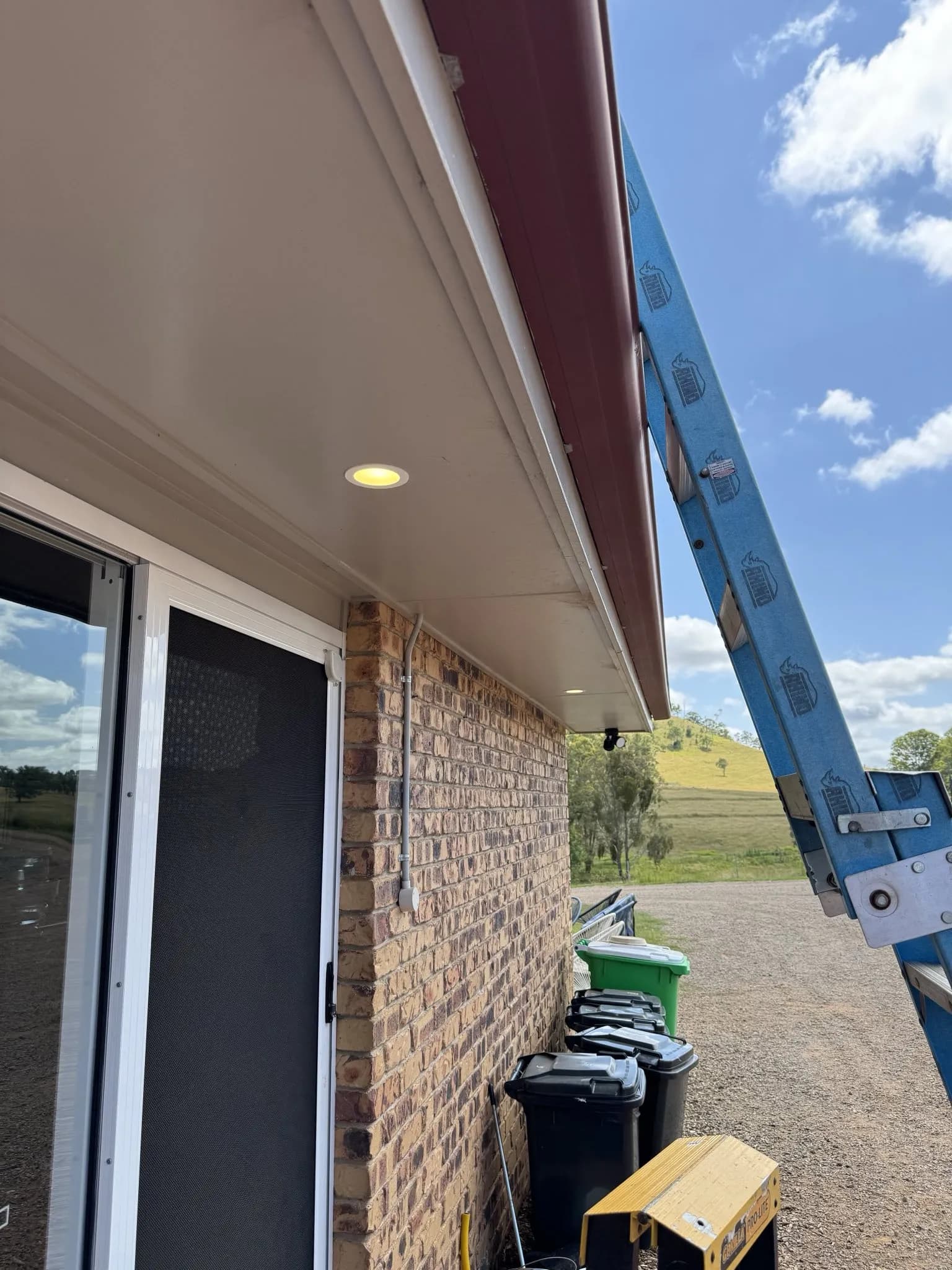 LED downlight installed in eave soffit by G-TEC Electrical Toowoomba