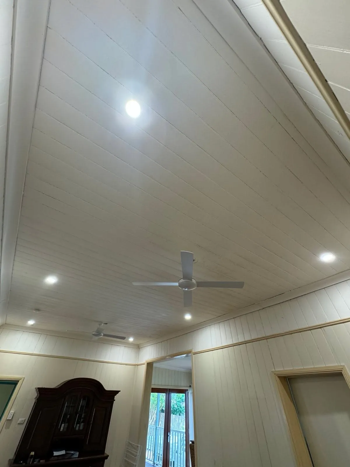 Heritage home timber ceiling lighting