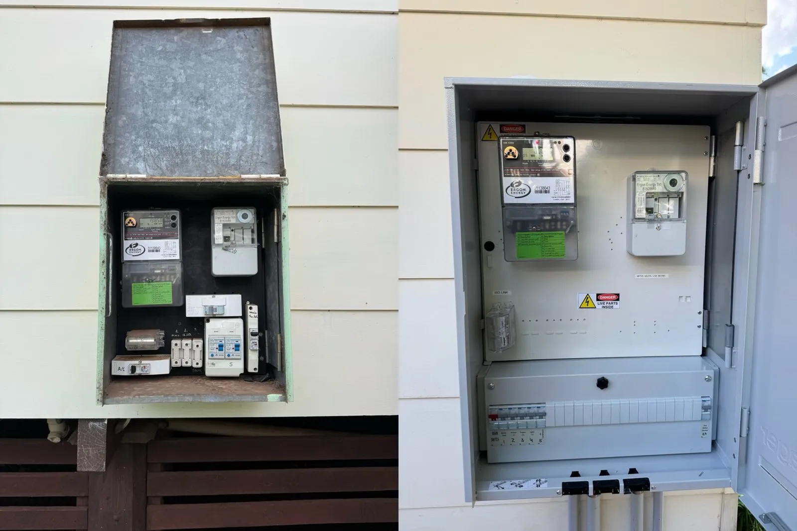 Meter box upgrade before and after