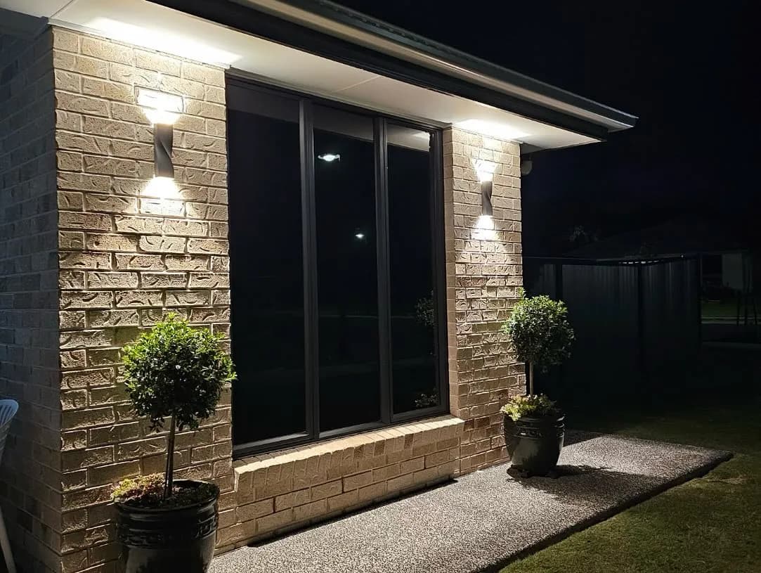 Modern home exterior lighting at night